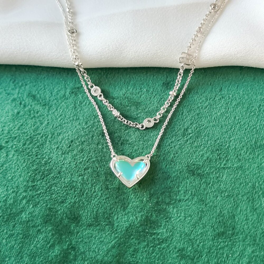 New Alicia Bonnie Silver Necklace - Love Dichroic Glass
